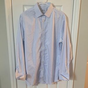 Charles Tyrwhitt Men’s Slim Fit Non-Iron Blue & White Striped Dress Shirt 17”